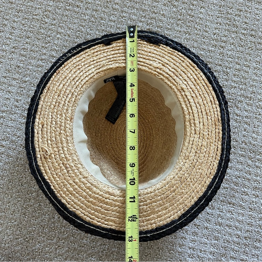 Zara Woven Straw Tan Black Trim - Picture 10 of 10